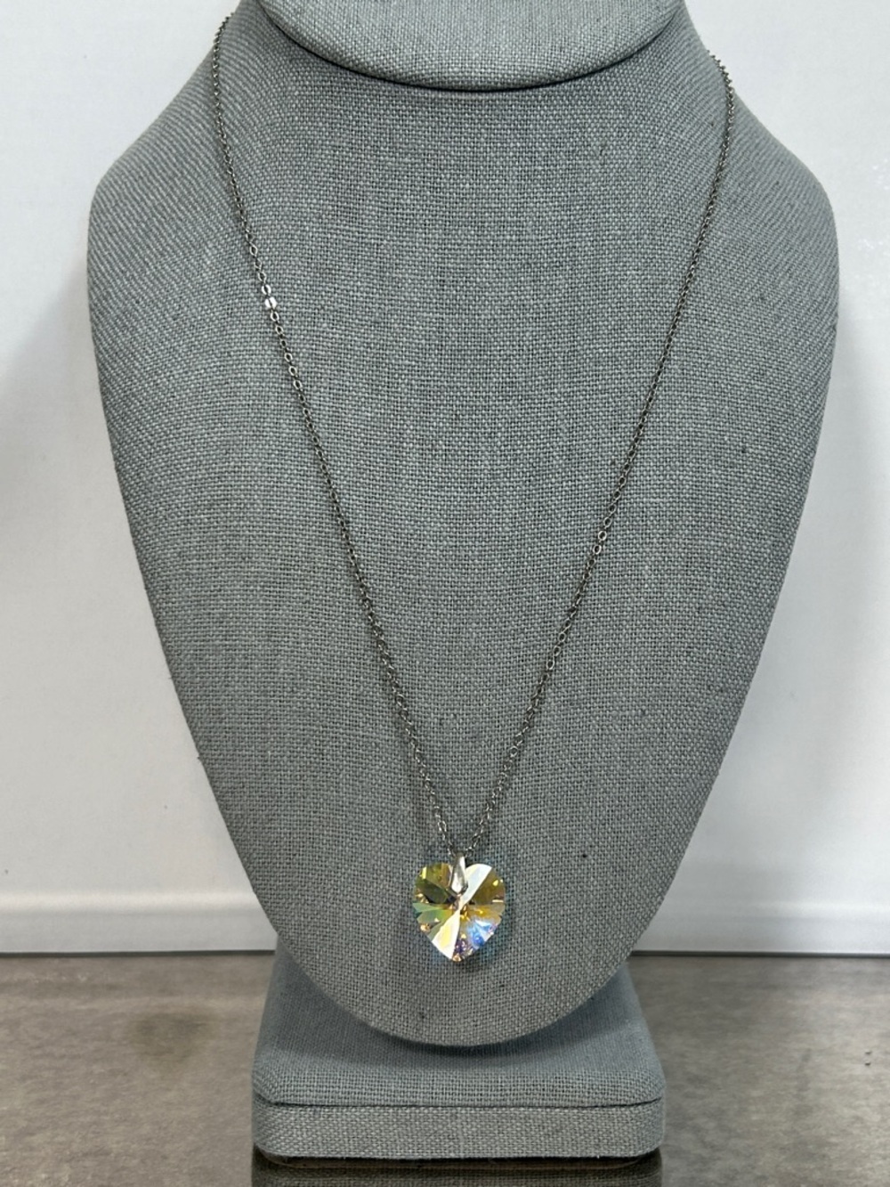BMNY Crystal Heart Pendant Necklace - Iridescent